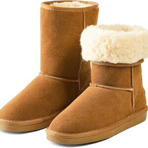 ADOKOO Boots New. Faux Fur Lined Mid Calf/ Ankle. Women's Winter Snow. Size US8